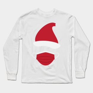 Red Santa hat and face mask Long Sleeve T-Shirt